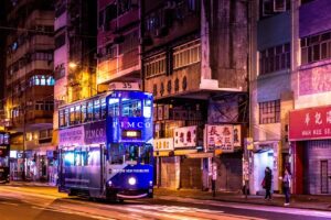 hong kong, night, city