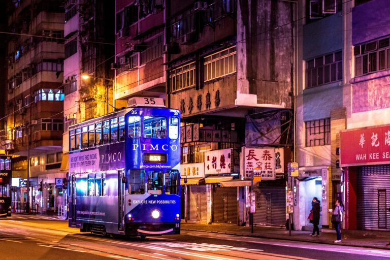 hong kong, night, city