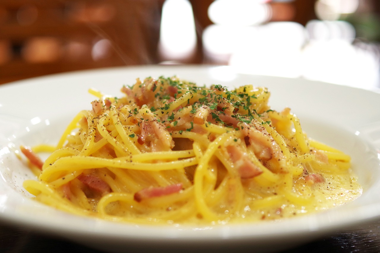 pasta, spaghetti, carbonara